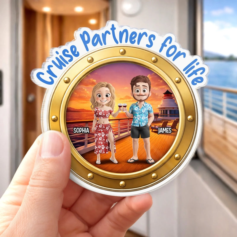 Custom Cruise Ship Door Magnet - Personalised Summer Holiday And Travel Gifts For Husband And Wife, Him And Her - Together Is My Favourite Place