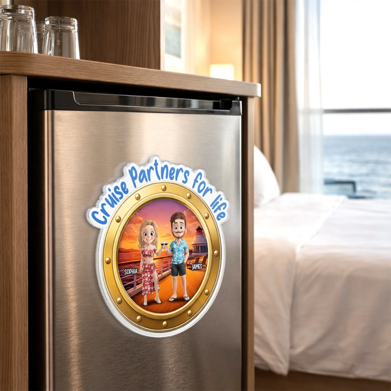 Custom Cruise Ship Door Magnet - Personalised Summer Holiday And Travel Gifts For Husband And Wife, Him And Her - Together Is My Favourite Place