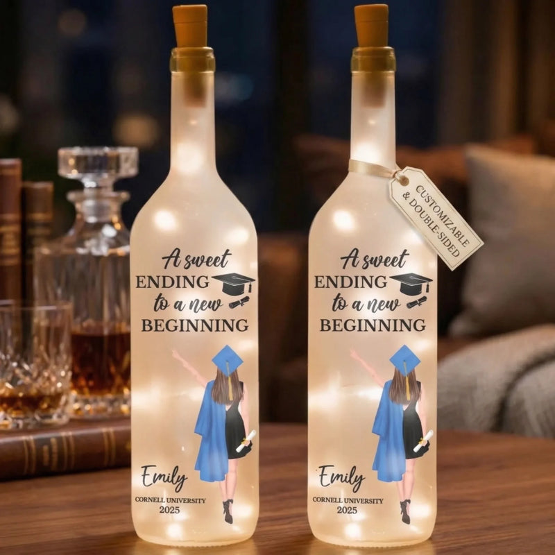 Personalised Bottle Lamp – Graduation Gift for Family, Siblings, Brother or Sister – A Sweet Ending To A New Beginning