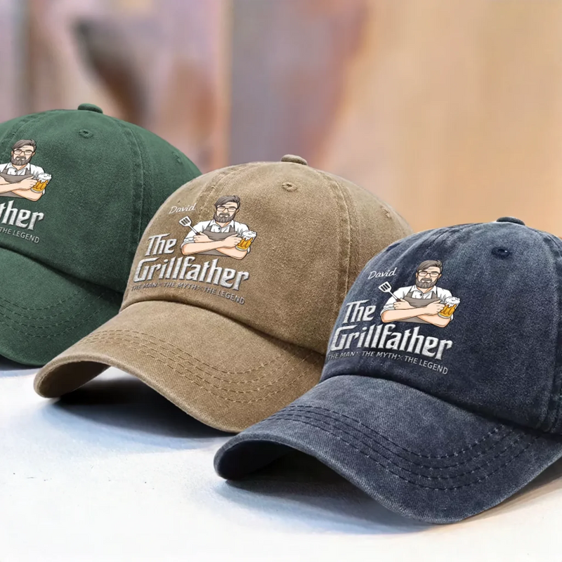 Personalised Vintage Washed Denim Cap – Father's Day Gifts for Dad, Grandpa – My Dad Is Legendary
