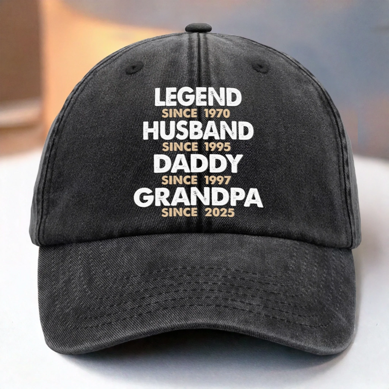 Personalised Vintage Washed Denim Cap – Father's Day Gifts for Dad, Grandpa – The Legend We Call Dad