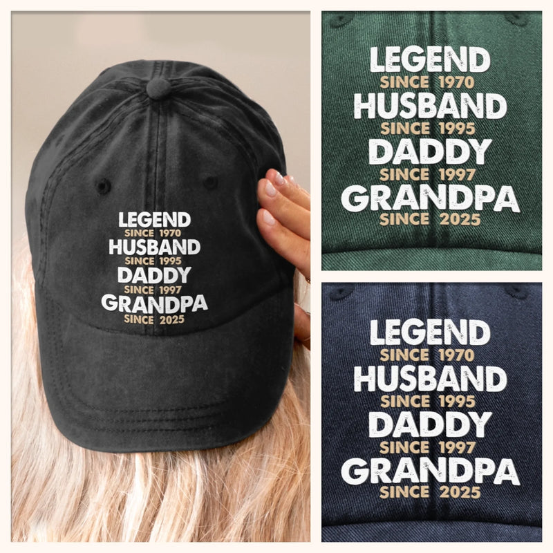 Personalised Vintage Washed Denim Cap – Father's Day Gifts for Dad, Grandpa – The Legend We Call Dad