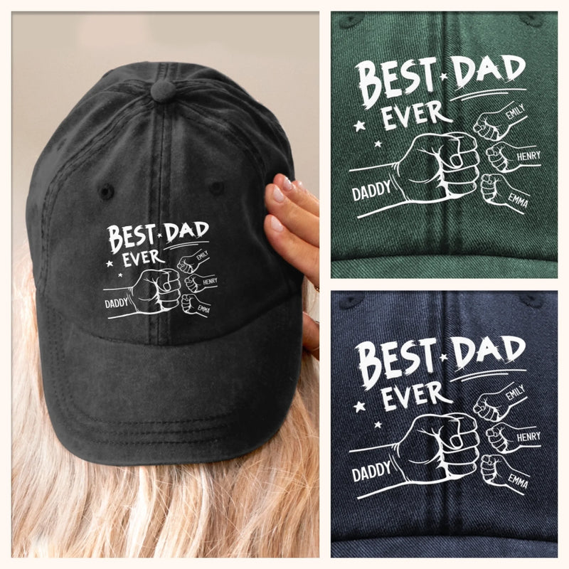 Personalised Vintage Washed Denim Cap – Father's Day Gifts for Dad, Grandpa – Best Dad Ever Always