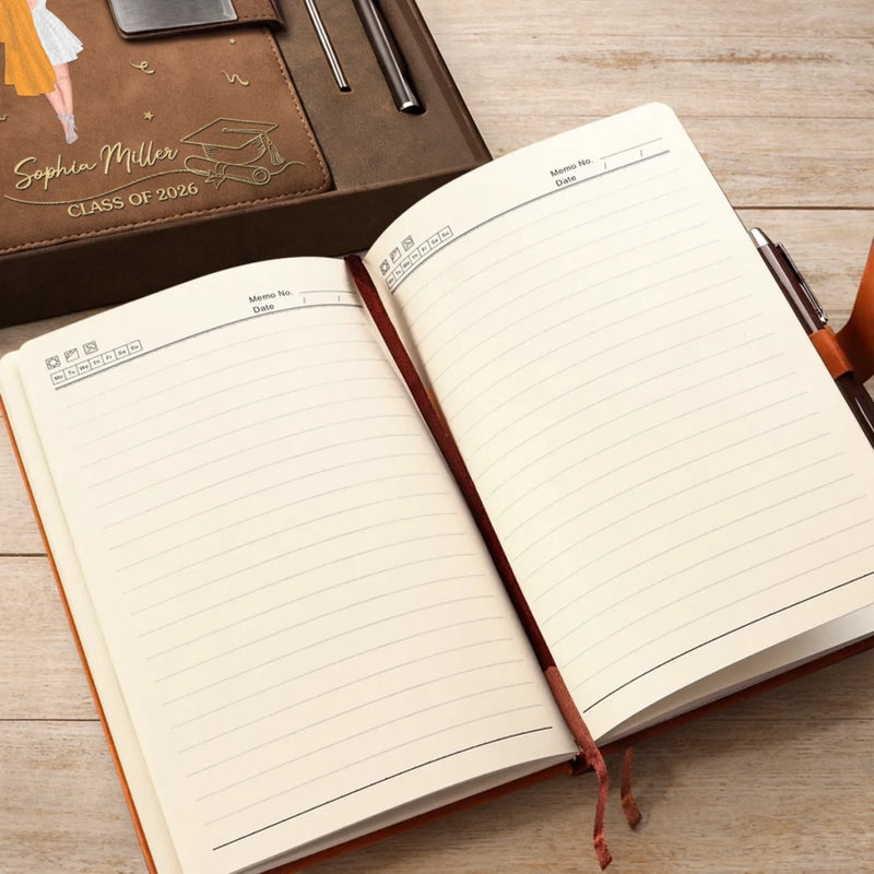 Personalized PU Leather Notebook - Meaningful Memorial or Graduation Gift - Make Every Page Count