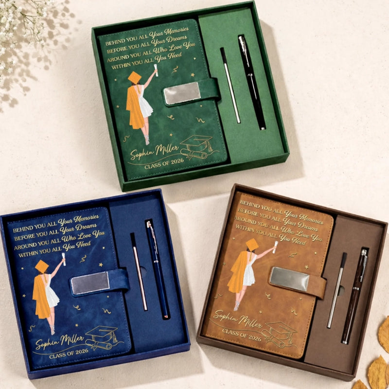 Personalized PU Leather Notebook - Meaningful Memorial or Graduation Gift - Make Every Page Count