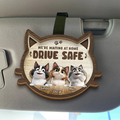 Personalized Car Visor Clip - Gift For Cat Owners, Cat Lovers - I'm Waiting At Home Drive Safe