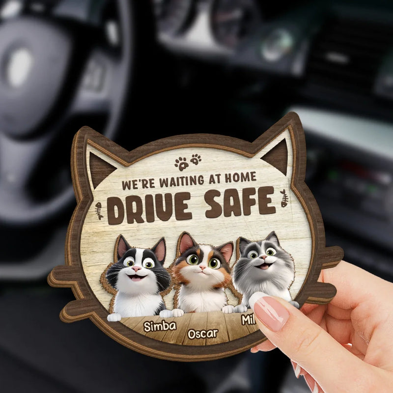 Personalized Car Visor Clip - Gift For Cat Owners, Cat Lovers - I'm Waiting At Home Drive Safe