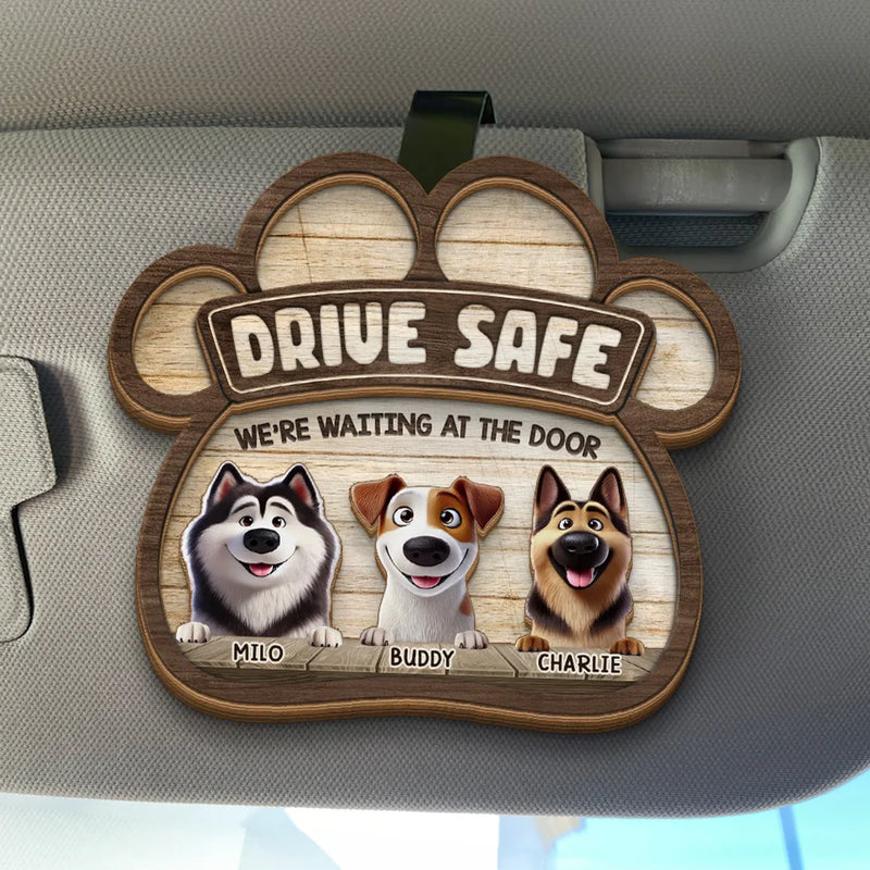 Personalized Car Visor Clip - Gift For Dog Owners, Dog Lovers - I'm Waiting At The Door