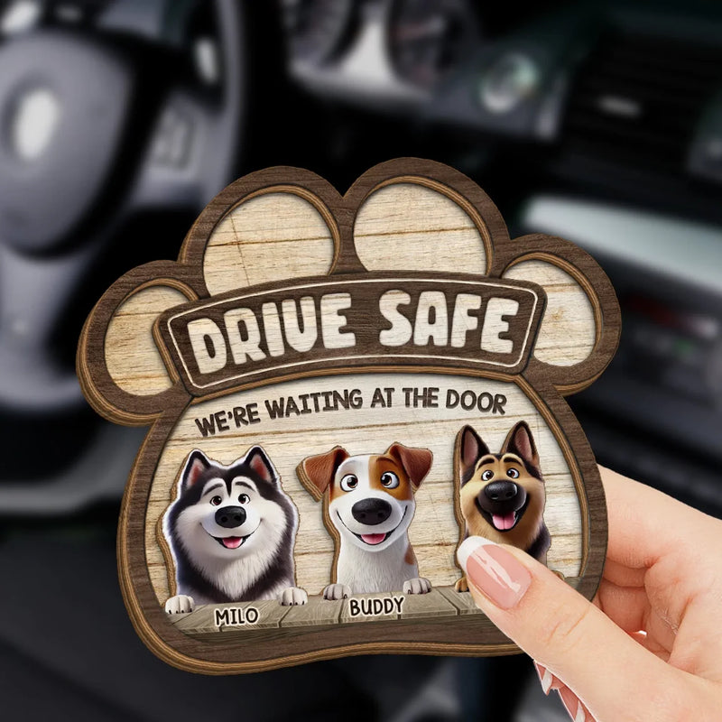 Personalized Car Visor Clip - Gift For Dog Owners, Dog Lovers - I'm Waiting At The Door