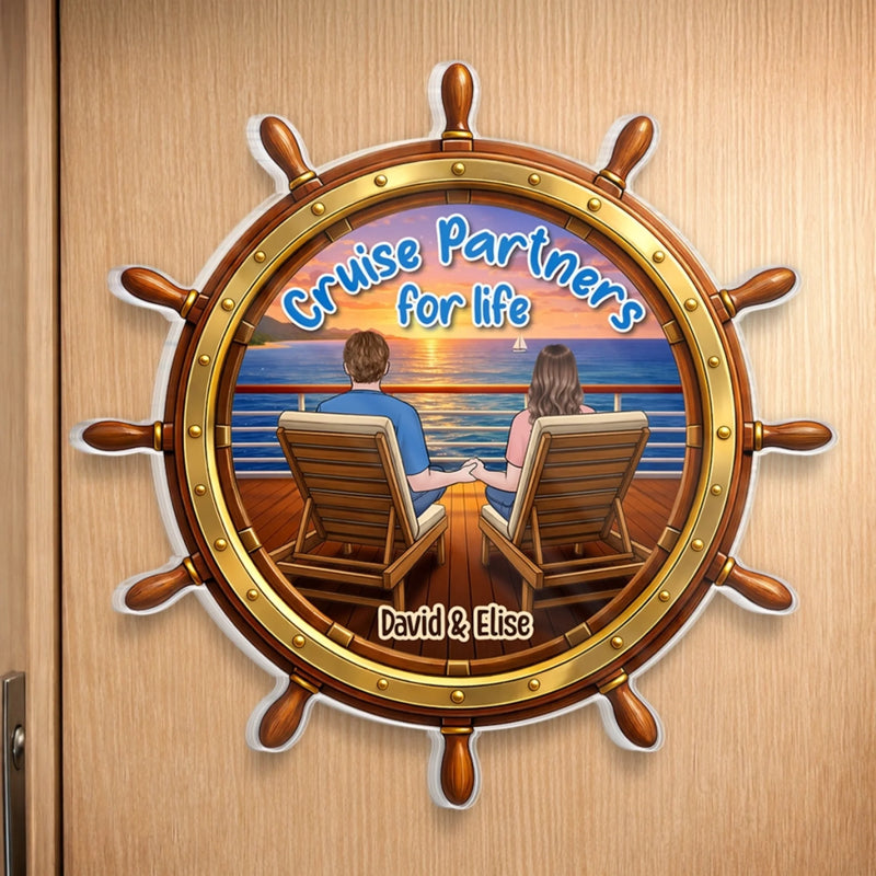 Personalised Cruise Ship Door Magnet - Summer Holiday & Travel Gift for Couples - Anchored In Love