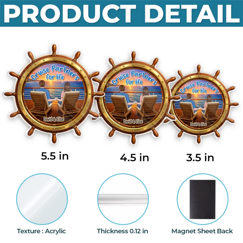Personalised Cruise Ship Door Magnet - Summer Holiday & Travel Gift for Couples - Anchored In Love