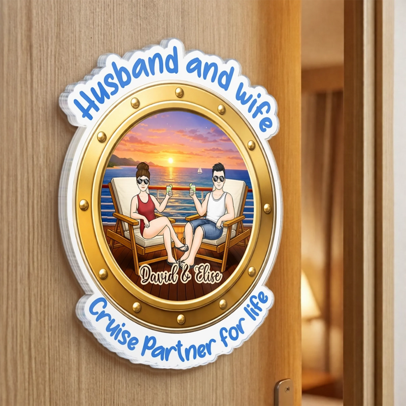 Personalised Cruise Ship Door Magnet - Summer Holiday & Travel Gift for Couples - Cruise Partner For Life