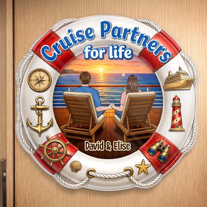 Personalised Cruise Ship Door Magnet - Summer Holiday & Travel Gift for Couples - Sailing Through Life Together