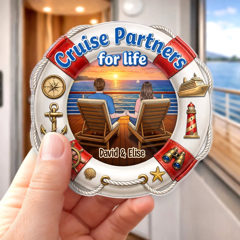 Personalised Cruise Ship Door Magnet - Summer Holiday & Travel Gift for Couples - Sailing Through Life Together