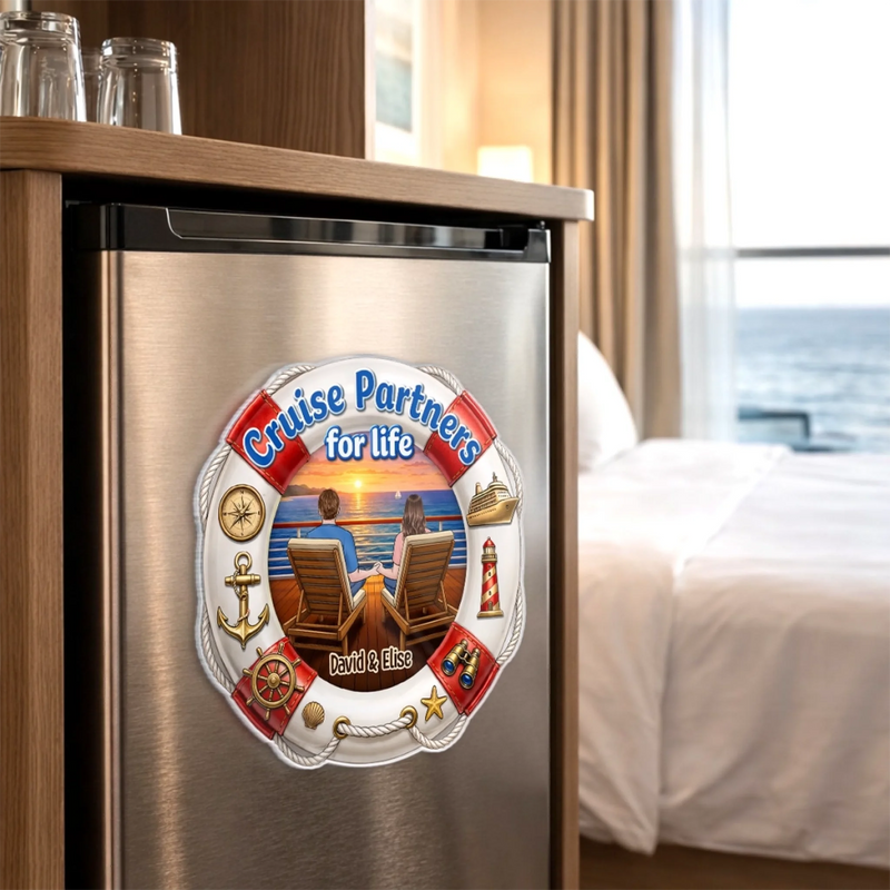 Personalised Cruise Ship Door Magnet - Summer Holiday & Travel Gift for Couples - Sailing Through Life Together
