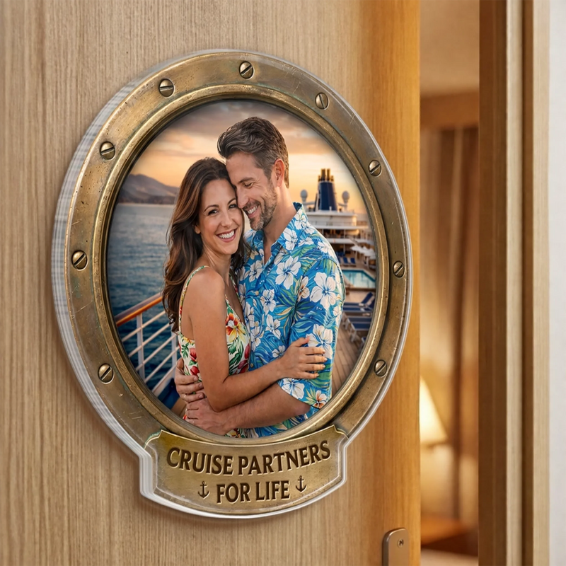Personalised Photo Cruise Ship Door Magnet - Summer Holiday & Travel Gift for Couples - Sailing Into Our Next Adventure