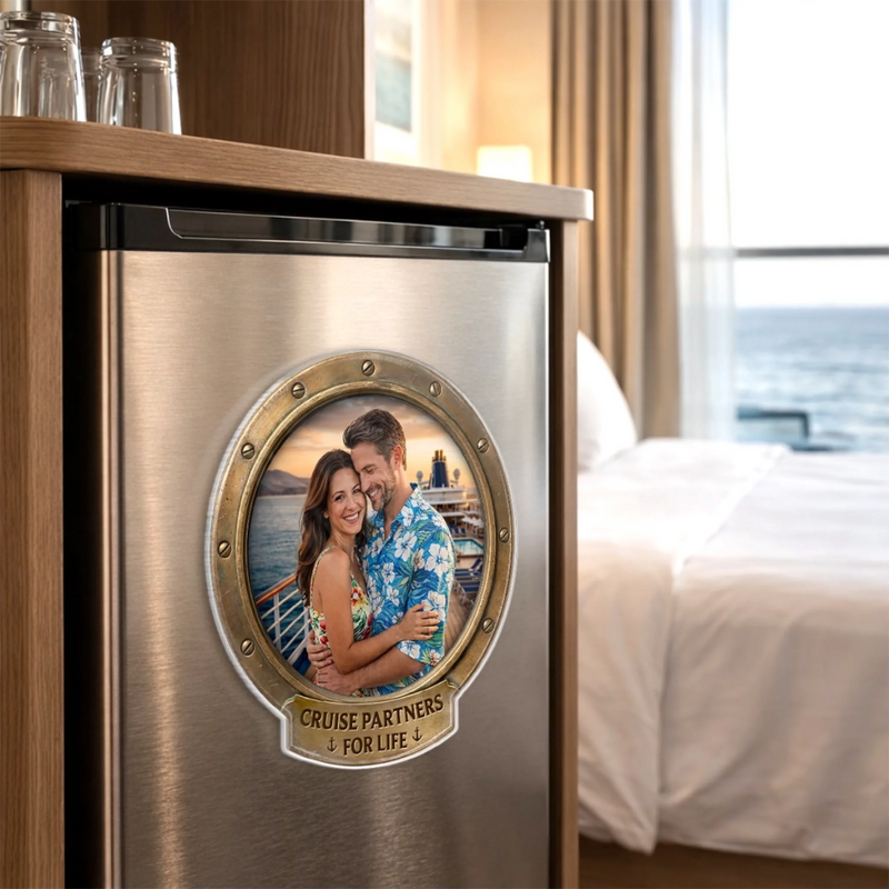 Personalised Photo Cruise Ship Door Magnet - Summer Holiday & Travel Gift for Couples - Sailing Into Our Next Adventure