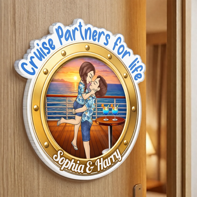 Personalised Cruise Ship Door Magnet - Summer Holiday & Travel Gift for Couples - Sunsets And Love All Summer