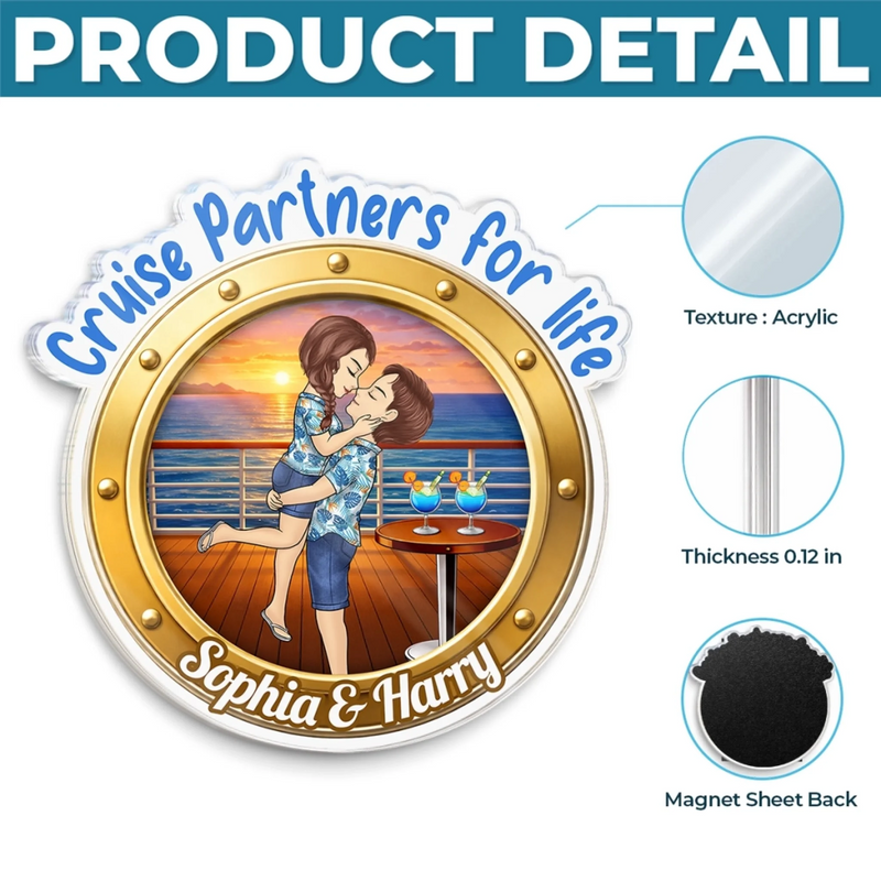 Personalised Cruise Ship Door Magnet - Summer Holiday & Travel Gift for Couples - Sunsets And Love All Summer