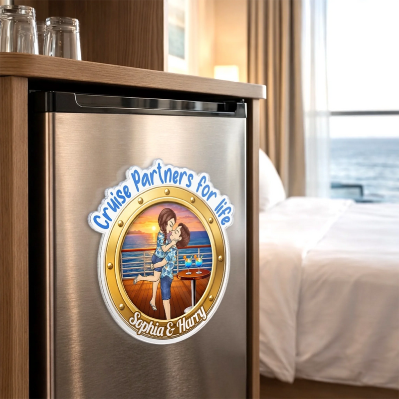 Personalised Cruise Ship Door Magnet - Summer Holiday & Travel Gift for Couples - Sunsets And Love All Summer