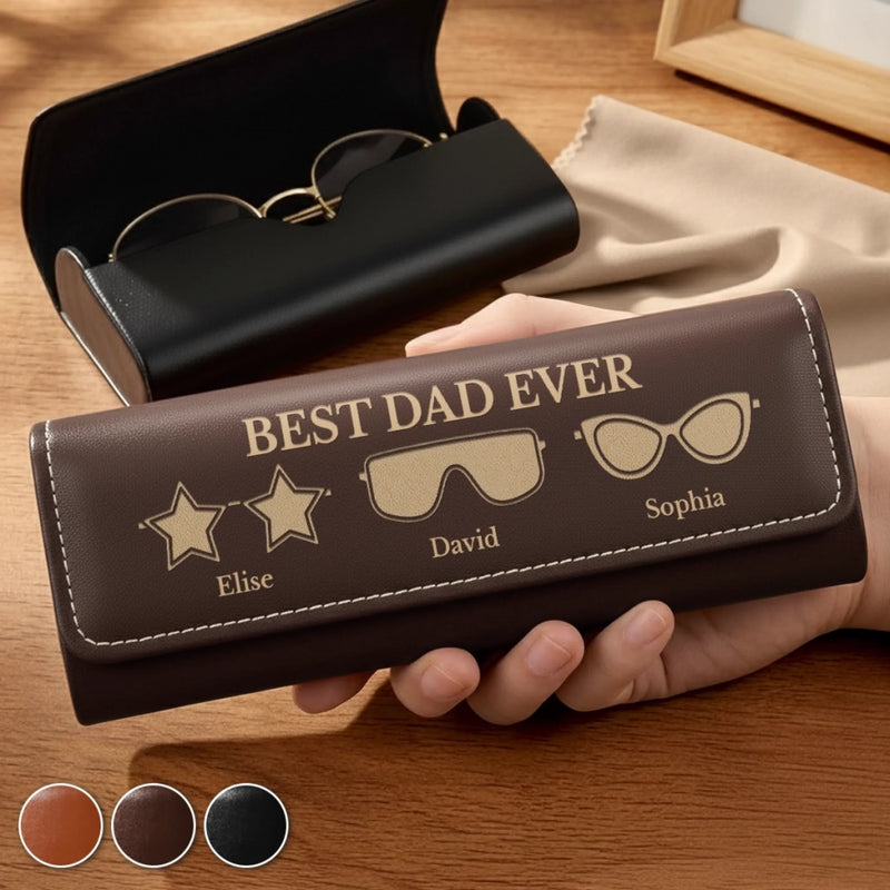 Personalized PU Leather Eyeglass Case - Father's Day Birthday Gifts For Dad, Grandpa - The Best Person Calls Me Papa copy