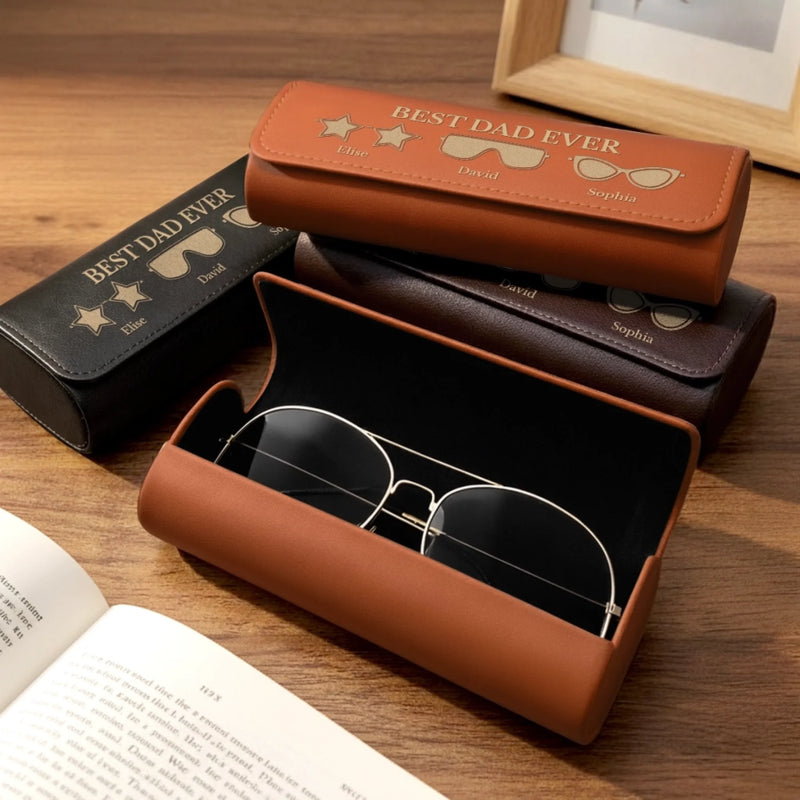 Personalized PU Leather Eyeglass Case - Father's Day Birthday Gifts For Dad, Grandpa - The Best Person Calls Me Papa copy