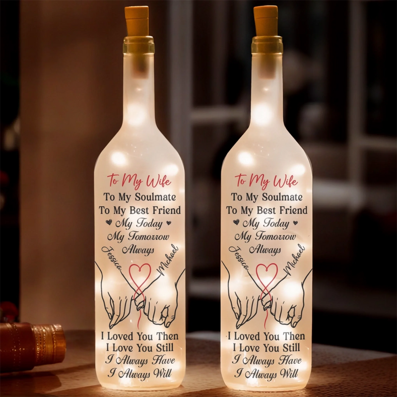 Personalised Bottle Lamp - Anniversary Wedding Gifts For Couple - Our Love Glows Forever