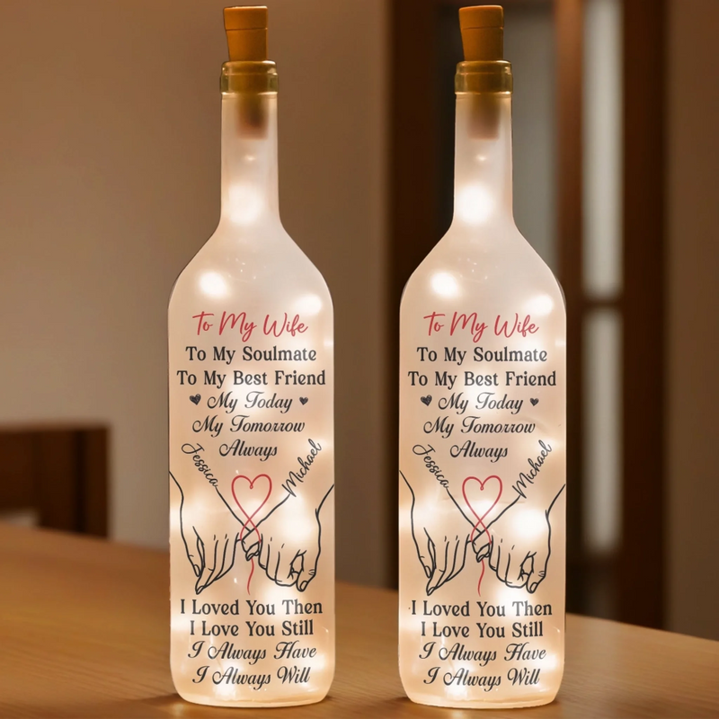 Personalised Bottle Lamp - Anniversary Wedding Gifts For Couple - Our Love Glows Forever
