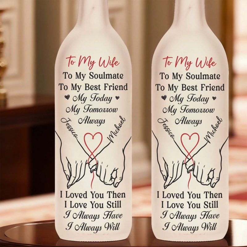 Personalised Bottle Lamp - Anniversary Wedding Gifts For Couple - Our Love Glows Forever
