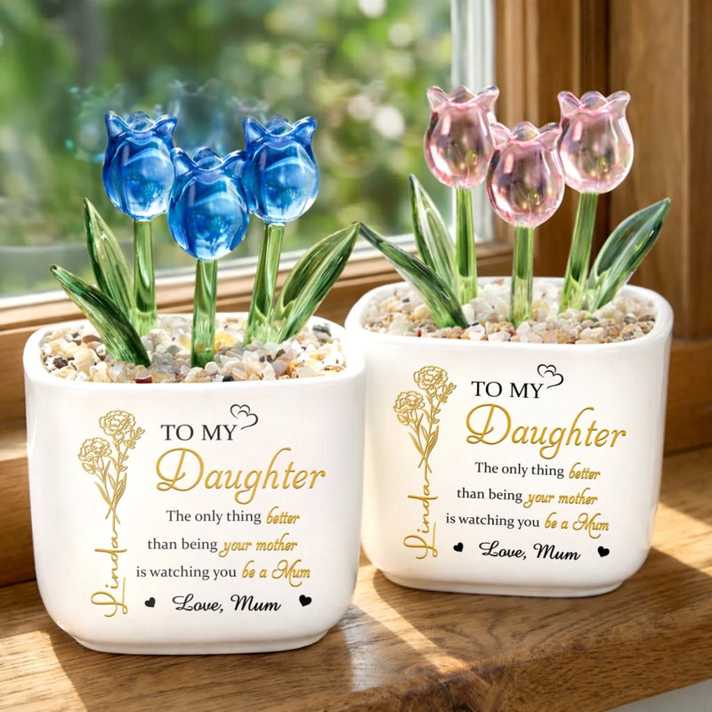 Personalised Glass Everlasting Tulips – Mother’s Day Gifts for Daughter – My Forever Love