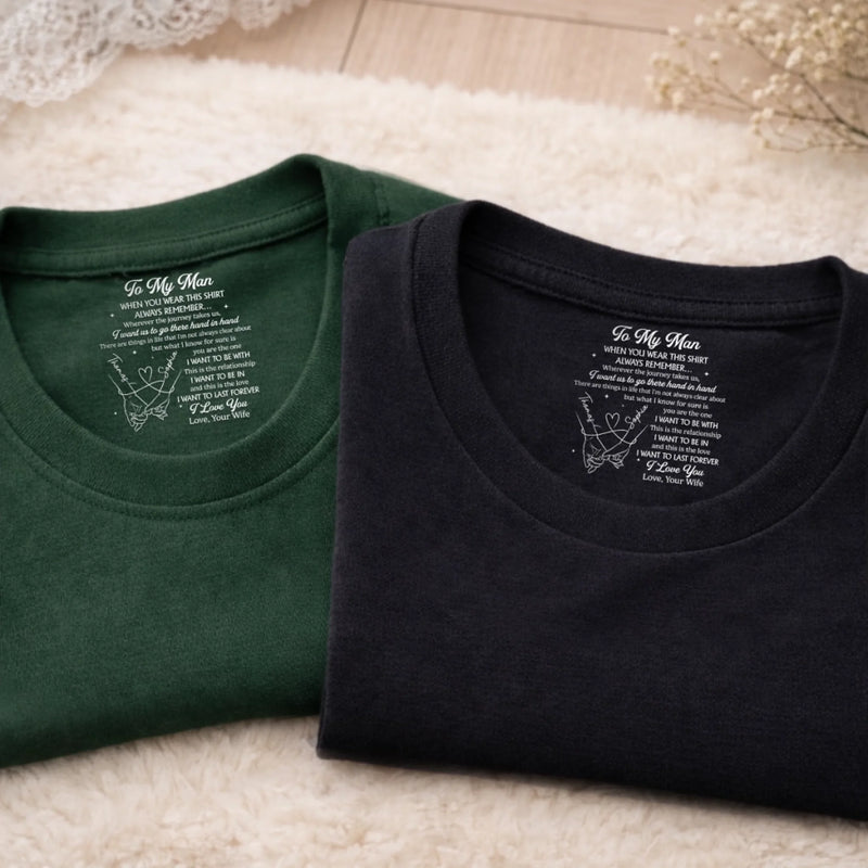 Personalised Inside Neck Print T-Shirt - Anniversary Wedding Gifts For Couple - You And Me Forever