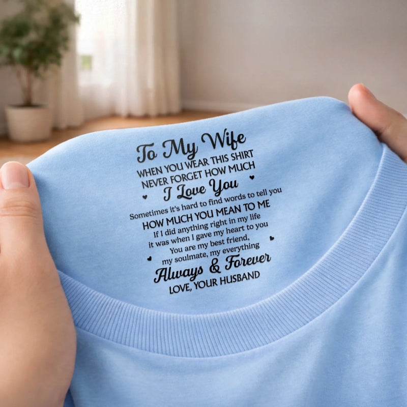 Personalised Inside Neck Print T-Shirt - Anniversary Wedding Gifts For Couple - Love Grows Stronger Together