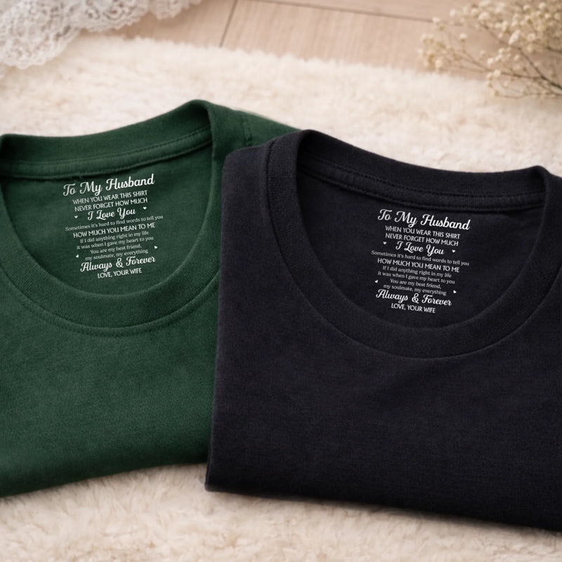 Personalised Inside Neck Print T-Shirt - Anniversary Wedding Gifts For Couple - Love Grows Stronger Together