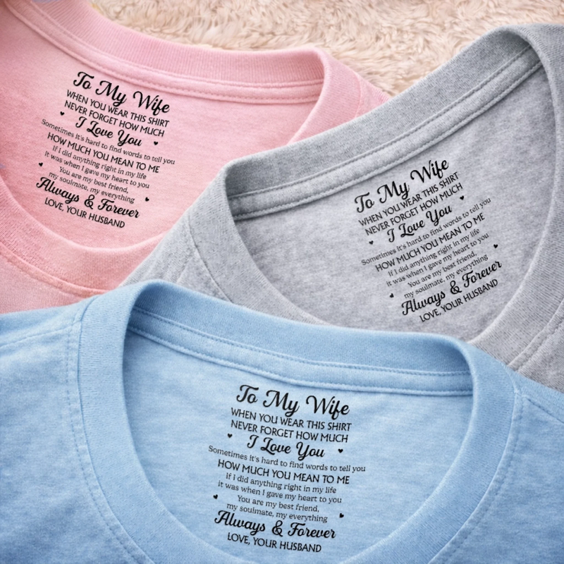 Personalised Inside Neck Print T-Shirt - Anniversary Wedding Gifts For Couple - Love Grows Stronger Together