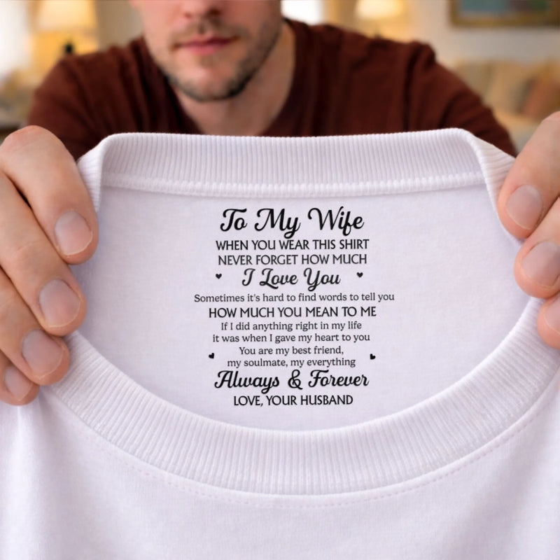 Personalised Inside Neck Print T-Shirt - Anniversary Wedding Gifts For Couple - Love Grows Stronger Together