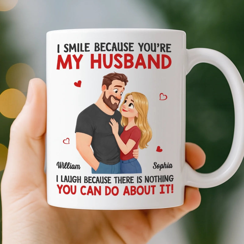 Personalised 3D Inflated Effect Mug - Anniversary Wedding Gifts For Couple - Married You, Smiling Daily