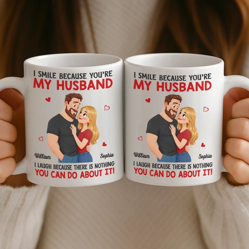 Personalised 3D Inflated Effect Mug - Anniversary Wedding Gifts For Couple - Married You, Smiling Daily