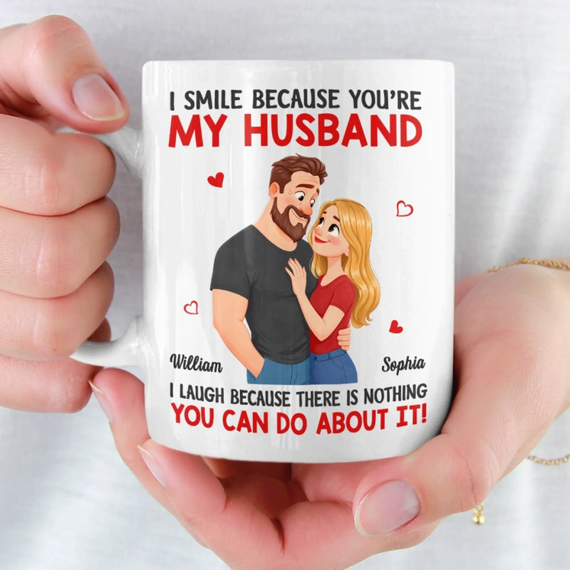 Personalised 3D Inflated Effect Mug - Anniversary Wedding Gifts For Couple - Married You, Smiling Daily