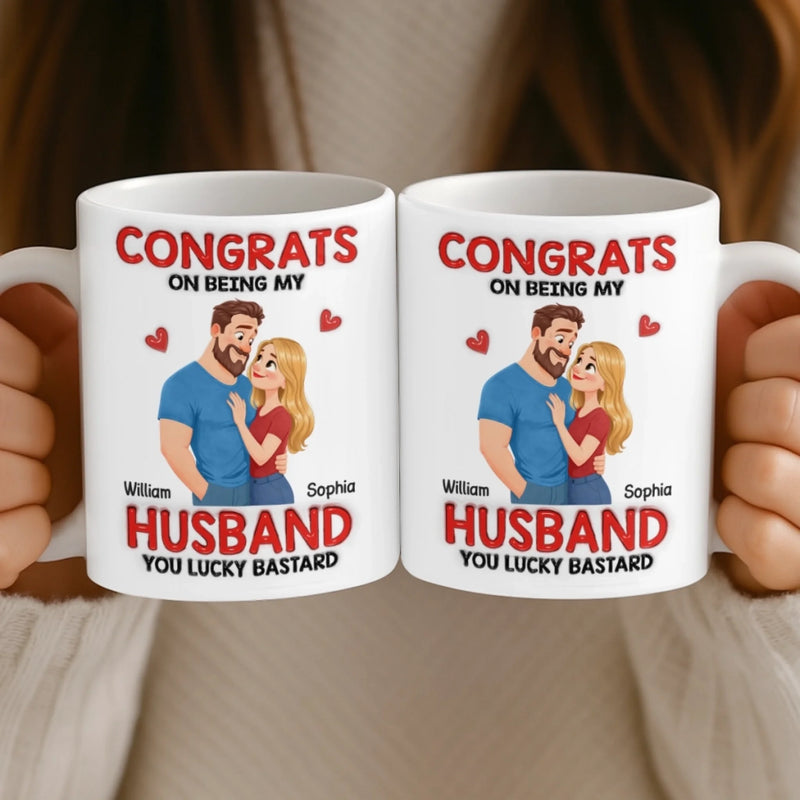Personalised 3D Inflated Effect Mug - Anniversary Wedding Gifts For Couple - You’re Welcome, Handsome