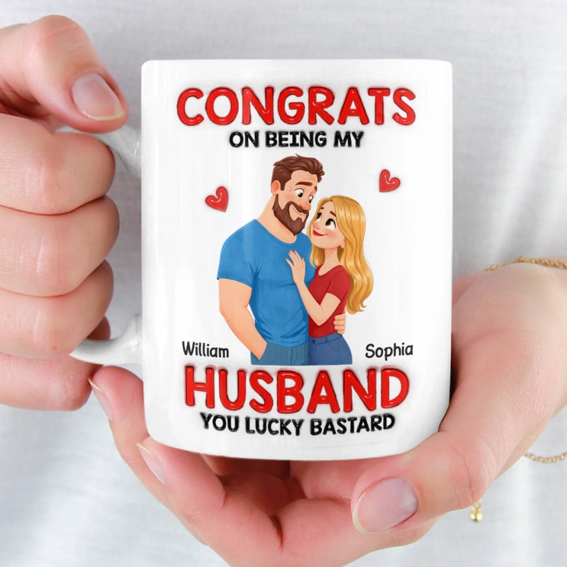 Personalised 3D Inflated Effect Mug - Anniversary Wedding Gifts For Couple - You’re Welcome, Handsome