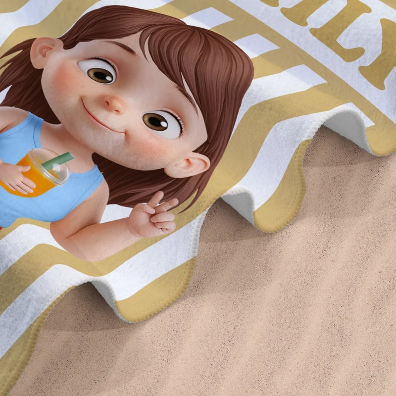 Personalised Beach Towel - Summer Vacation And Travel Gifts For Family, Kids - Too Much Poolside Cuteness
