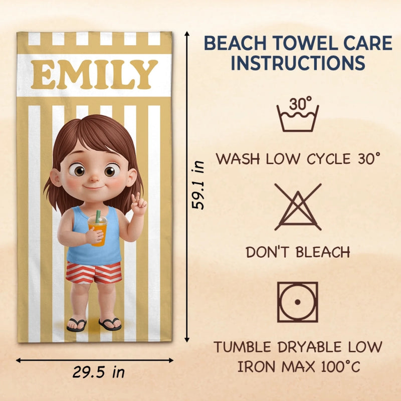 Personalised Beach Towel - Summer Vacation And Travel Gifts For Family, Kids - Too Much Poolside Cuteness