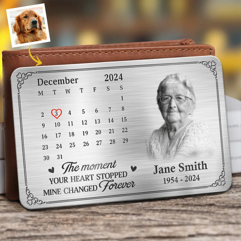 Personalised Photo Memorial Wallet Card – “Always By Our Side, Even If Unseen” – Sympathy Gift for Family