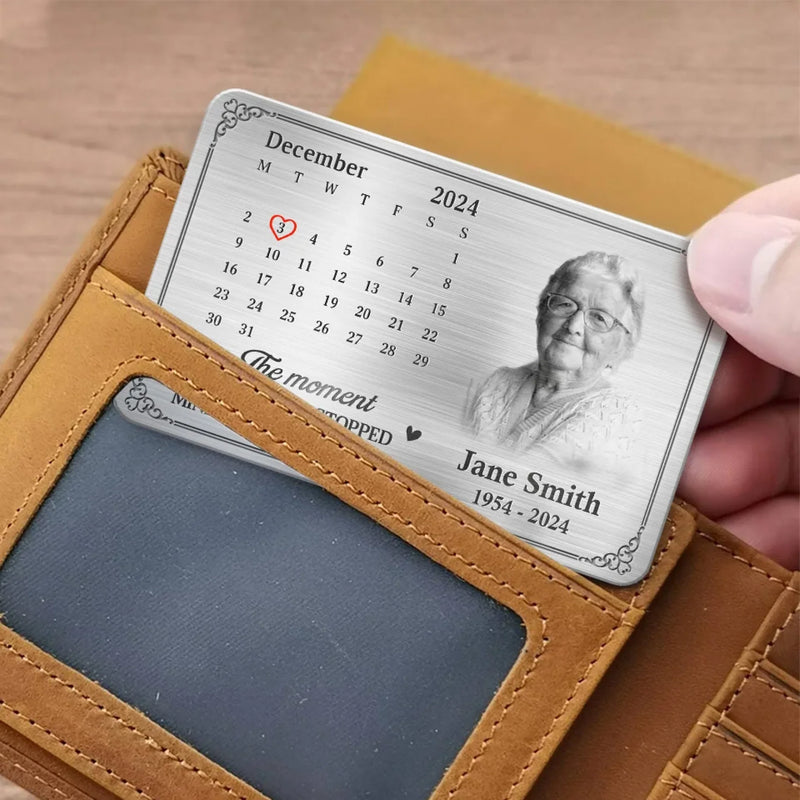 Personalised Photo Memorial Wallet Card – “Always By Our Side, Even If Unseen” – Sympathy Gift for Family