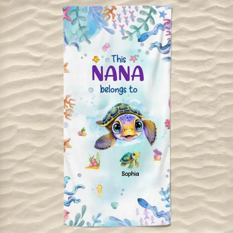 Personalised Beach Towel - Summer Vacation And Travel Gifts For Mum, Grandma - This Grandma Belongs To Us