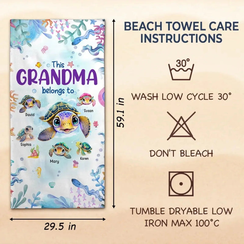 Personalised Beach Towel - Summer Vacation And Travel Gifts For Mum, Grandma - This Grandma Belongs To Us