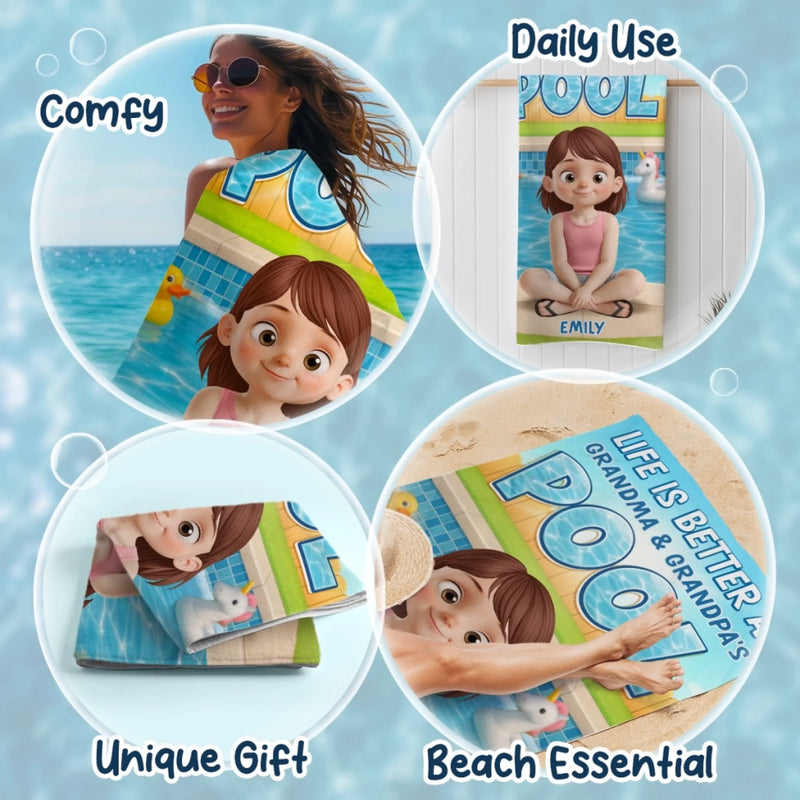 Personalised Beach Towel - Summer Vacation And Travel Gifts For Kids - Salt Air, Sunny Carefree Days