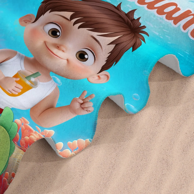 Personalised Beach Towel - Summer Vacation And Travel Gifts For Kids - Stay Chill, Pool Thrills