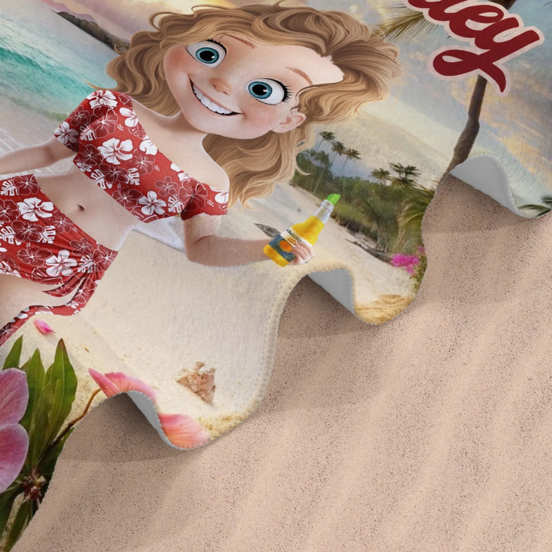 Personalised Beach Towel - Summer Vacation And Travel Gifts For Best Friends, Sisters - All About Good Vibes