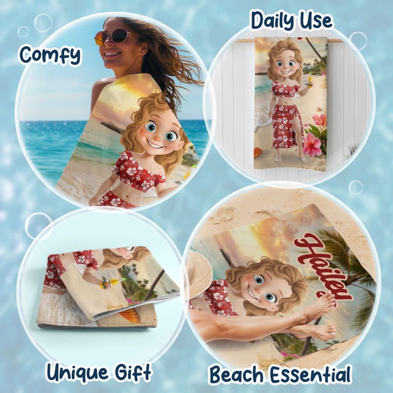 Personalised Beach Towel - Summer Vacation And Travel Gifts For Best Friends, Sisters - All About Good Vibes